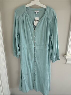 NWT size Medium J.Jill Women's Courtyard Dress in color "seaglass"